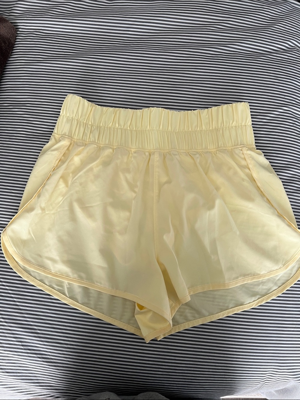 Yogalicious Pale Yellow Athletic Shorts with Elastic Waist
